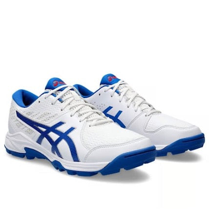 Asics GEL Peake 2 Cricket Shoes White and Tuna Blue